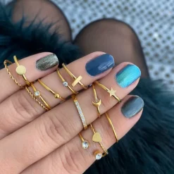 Finaste Ring met steentjes goud kleurig Outlet