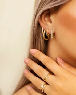 Finaste Ring met steentjes goud kleurig Outlet