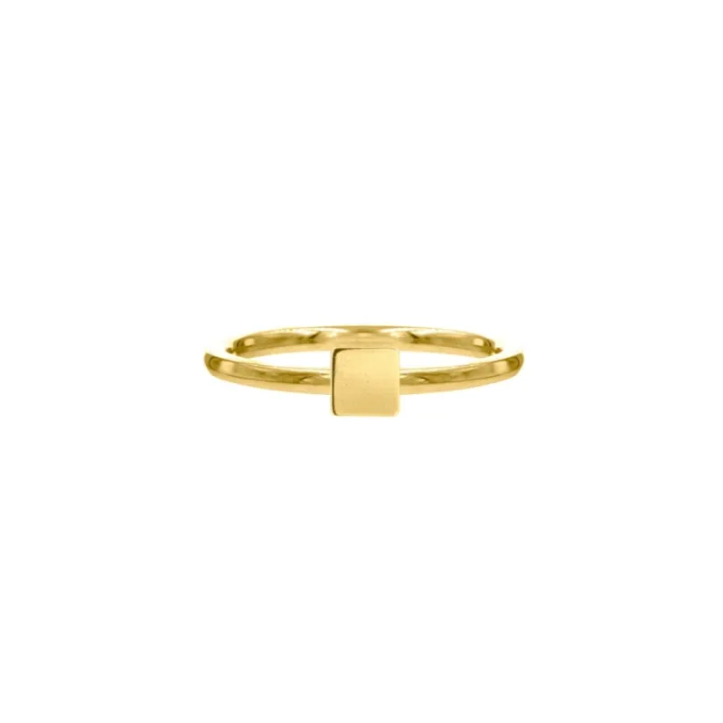 Finaste Ring met vierkantje goud kleurig Best