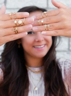 Finaste Ring met vierkantje goud kleurig Best