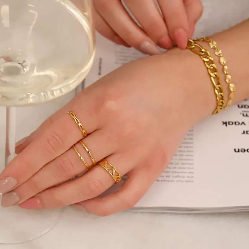 Finaste Ring Open Chain Kleur Goud Outlet