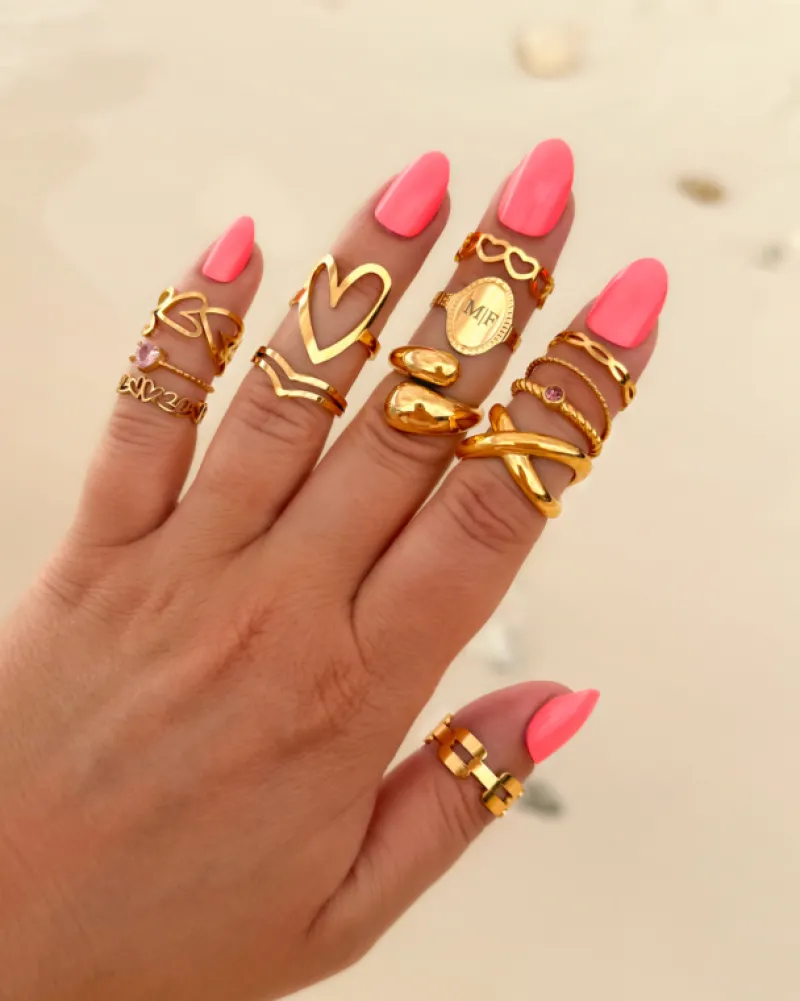 Finaste Ring Open Chain Kleur Goud Outlet