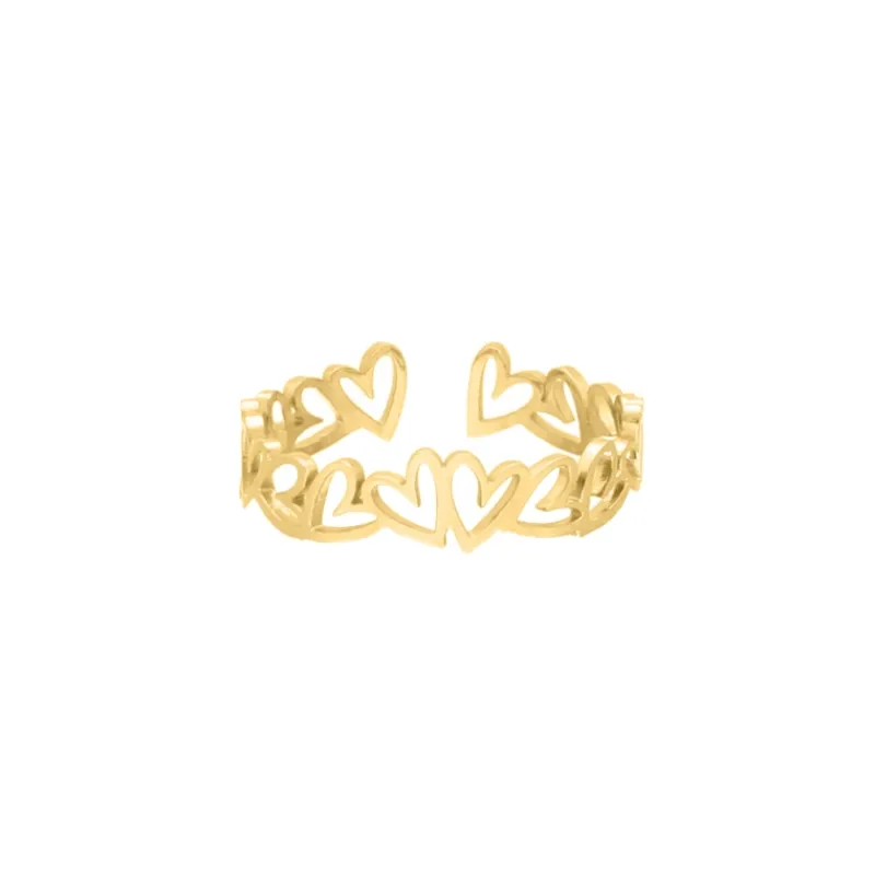 Finaste Ring open hearts goldplated Fashion