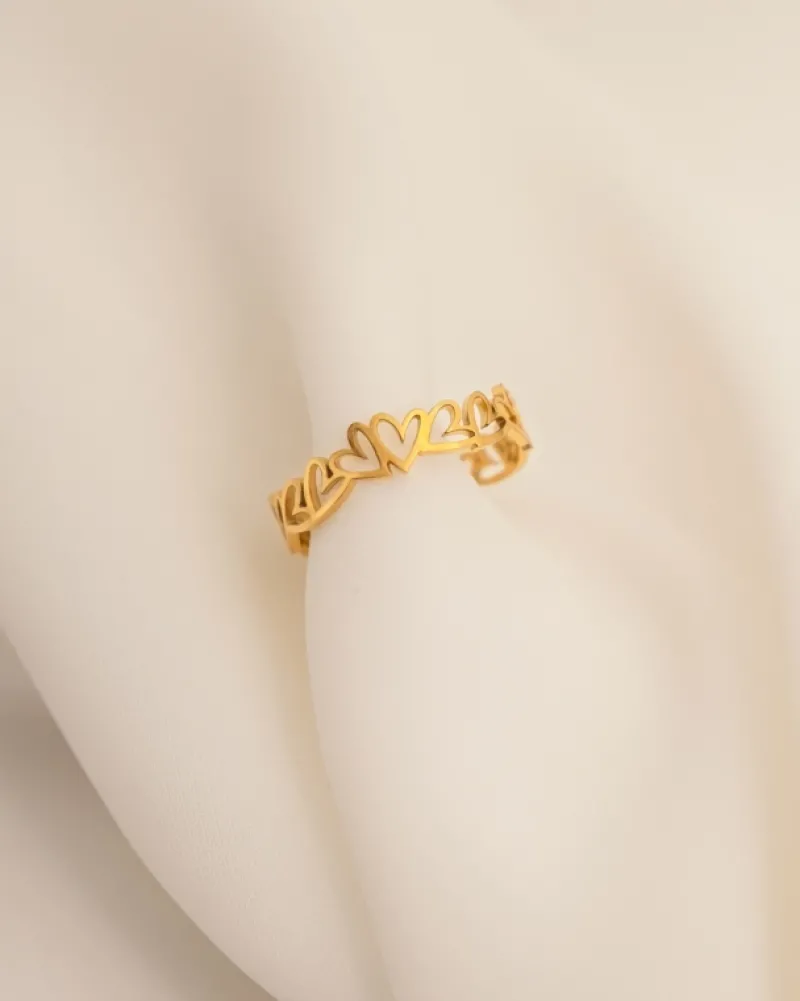 Finaste Ring open hearts goldplated Fashion