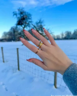 Finaste Ring open hearts goldplated Fashion