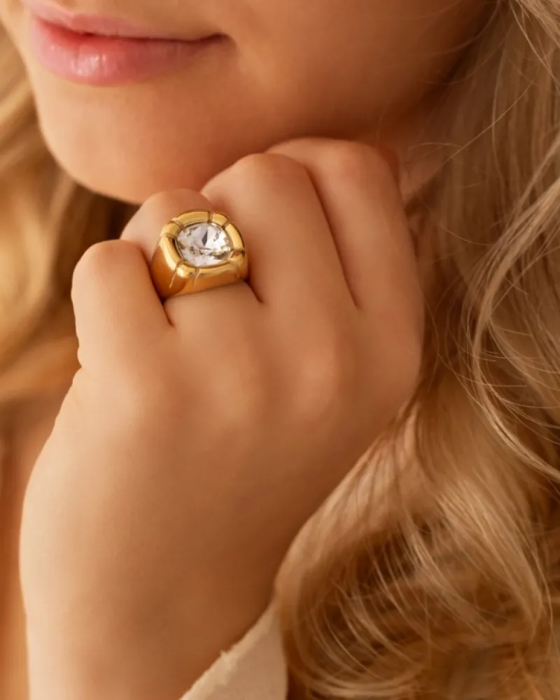 Finaste Ring statement stone kleur goud Outlet