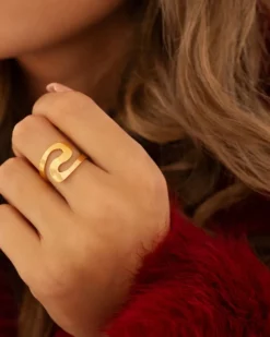 Finaste Ring swirl goudkleurig Outlet
