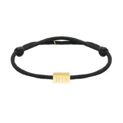 Finaste Satin initial armbandje zwart gold plated Hot