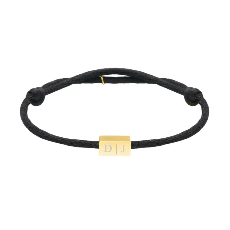 Finaste Satin initial armbandje zwart gold plated Hot