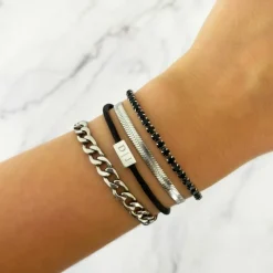 Finaste Satin initial armbandje zwart Fashion