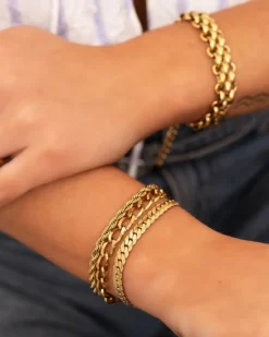 Finaste Schakelarmband gedraaid goudkleurig Best