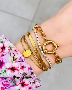Finaste Schakelarmband gedraaid goudkleurig Best