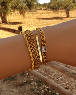 Finaste Schakelarmband gedraaid goudkleurig Best