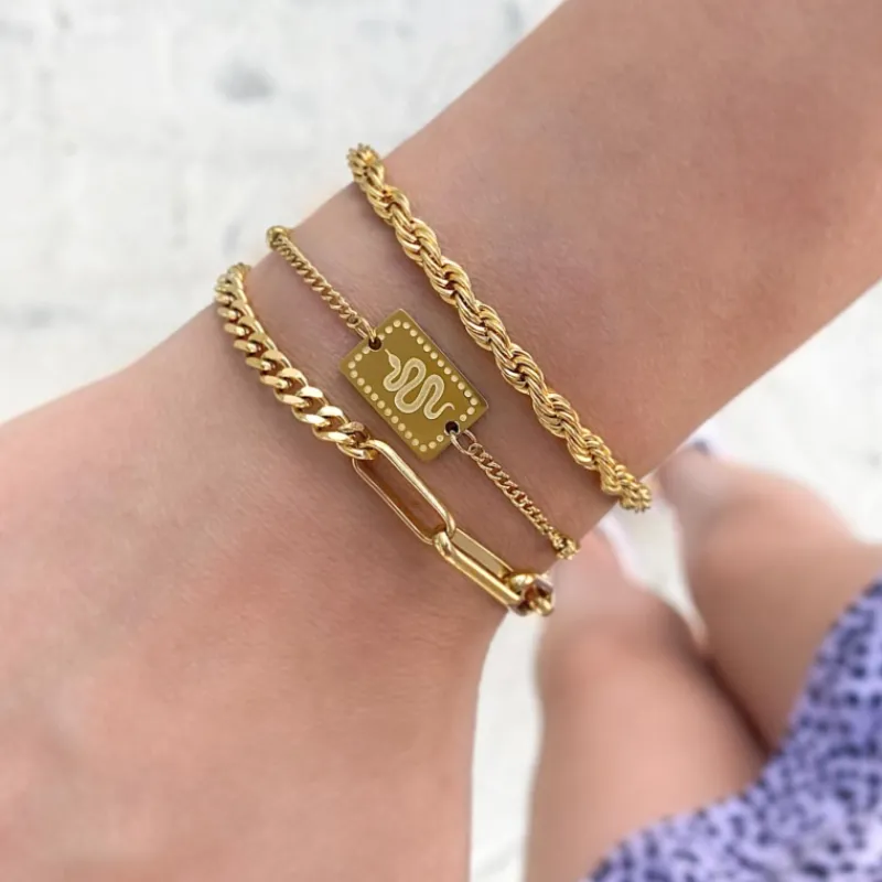 Finaste Schakelarmband gedraaid goudkleurig Best