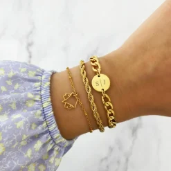 Finaste Schakelarmband gedraaid goudkleurig Best