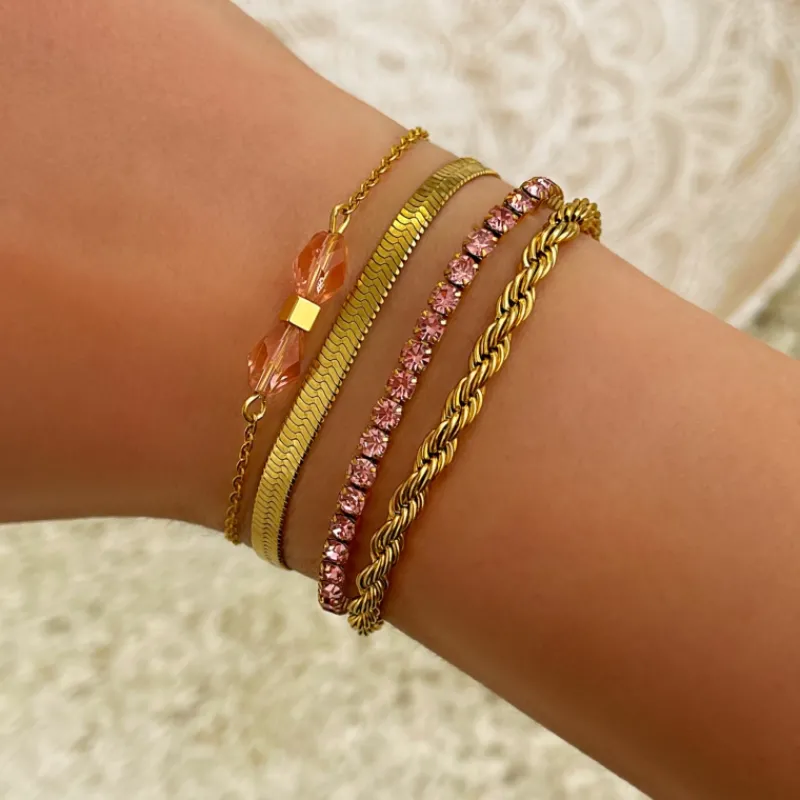 Finaste Schakelarmband gedraaid goudkleurig Best