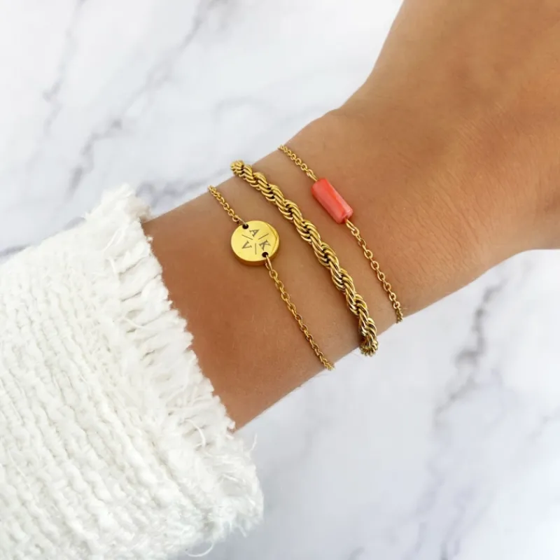 Finaste Schakelarmband gedraaid goudkleurig Best