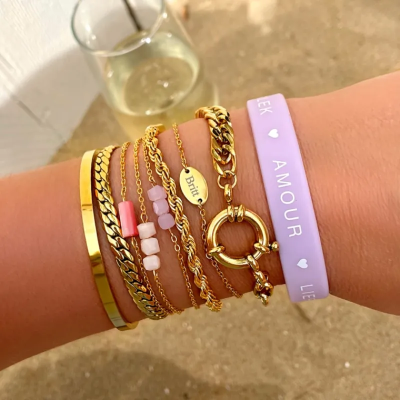 Finaste Schakelarmband gedraaid goudkleurig Best