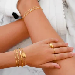 Finaste Schakelarmband gedraaid goudkleurig Best