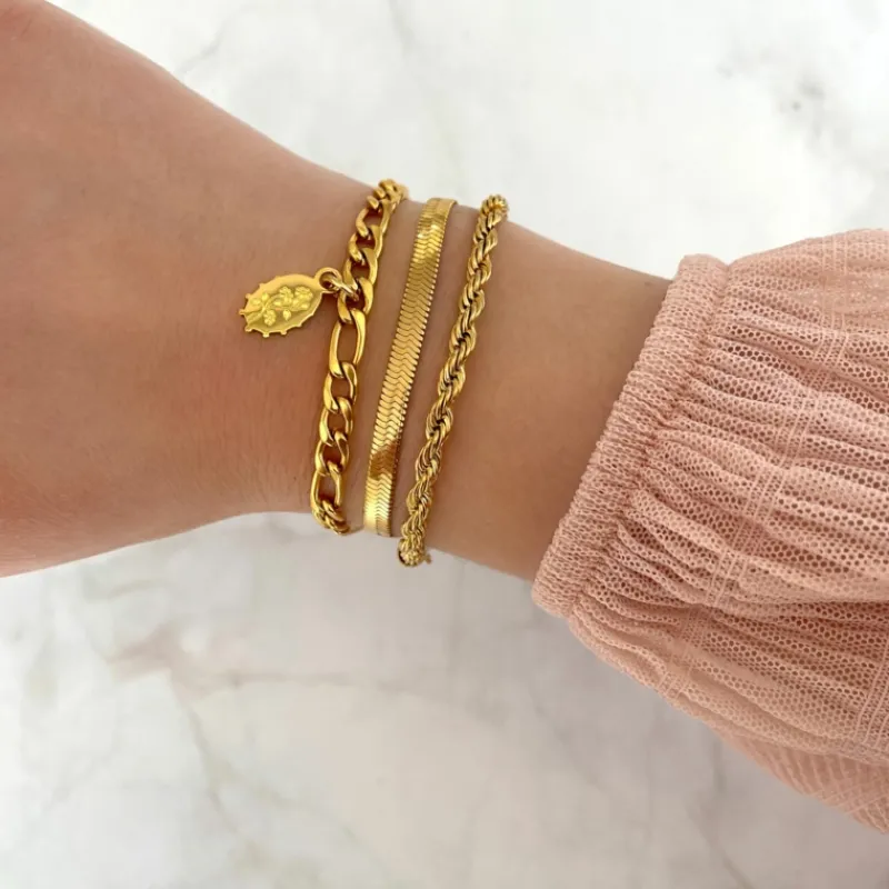 Finaste Schakelarmband gedraaid goudkleurig Best