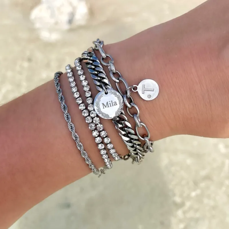 Finaste Schakelarmband graveerbare munt Clearance