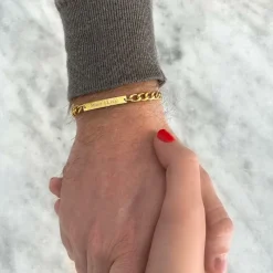 Finaste Schakelarmband mannen met naam goud kleurig New