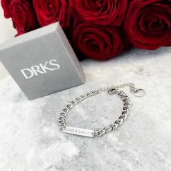 Finaste Schakelarmband mannen met naam zilverkleurig New