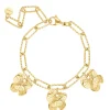 Finaste Schakelarmband met bloemetjes goudkleurig Discount