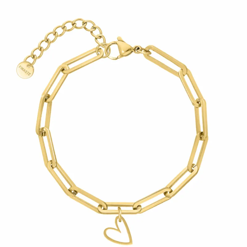 Finaste Schakelarmband met hartje goudkleurig Discount