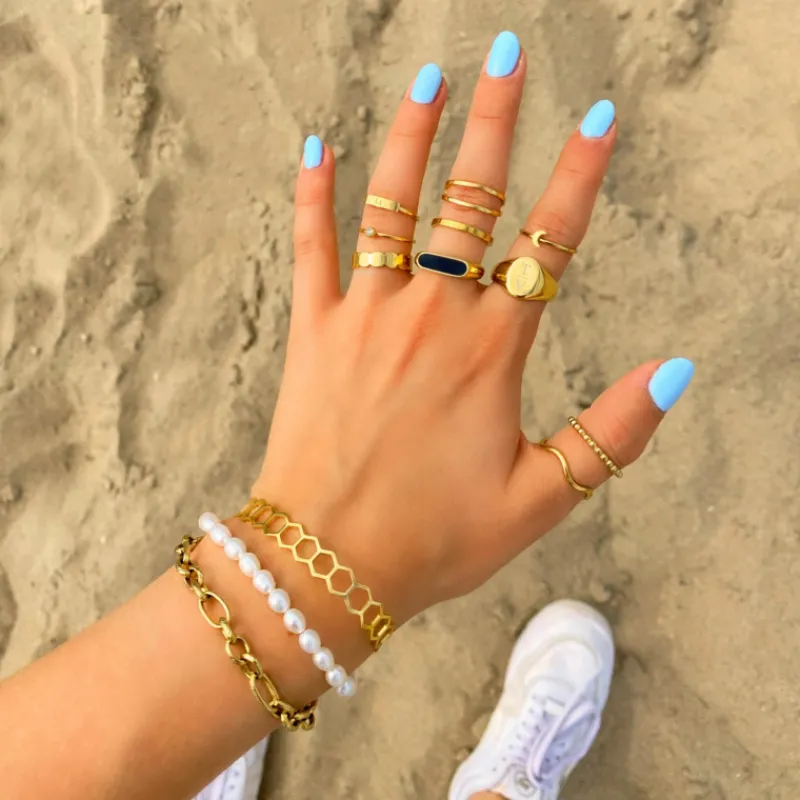 Finaste Schakelarmband mix goud kleurig Fashion