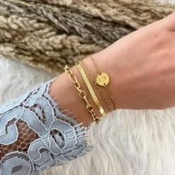Finaste Schakelarmband mix goud kleurig Fashion