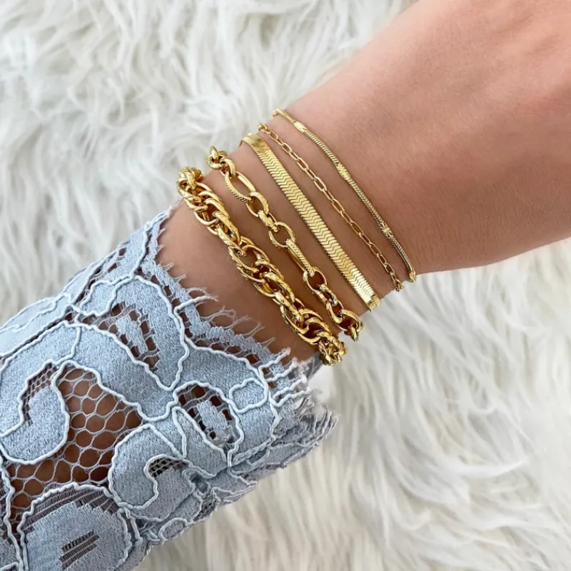Finaste Schakelarmband mix goud kleurig Fashion