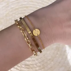 Finaste Schakelarmband mix goud kleurig Fashion