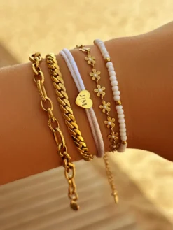 Finaste Schakelarmband mix goud kleurig Fashion