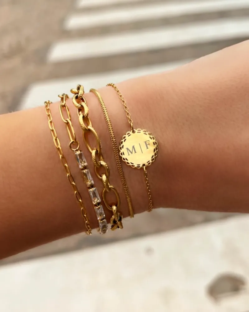 Finaste Schakelarmband mix goud kleurig Fashion