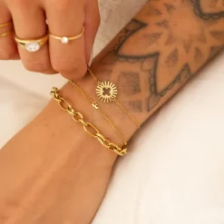 Finaste Schakelarmband mix goud kleurig Fashion