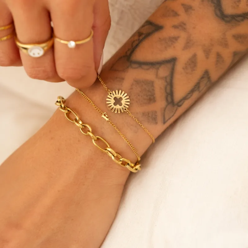 Finaste Schakelarmband mix goud kleurig Fashion
