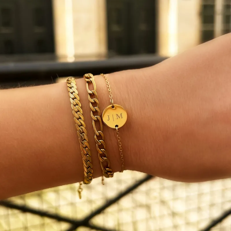 Finaste Schakelarmband Mixed Chain Goud Kleurig Discount