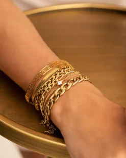 Finaste Schakelarmband Mixed Chain Goud Kleurig Discount