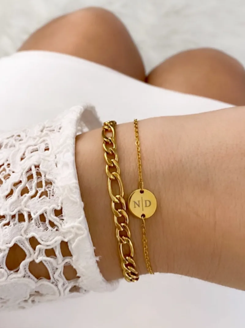 Finaste Schakelarmband Mixed Chain Goud Kleurig Discount