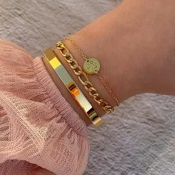 Finaste Schakelarmband Mixed Chain Goud Kleurig Discount