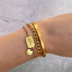 Finaste Schakelarmband Mixed Chain Goud Kleurig Discount