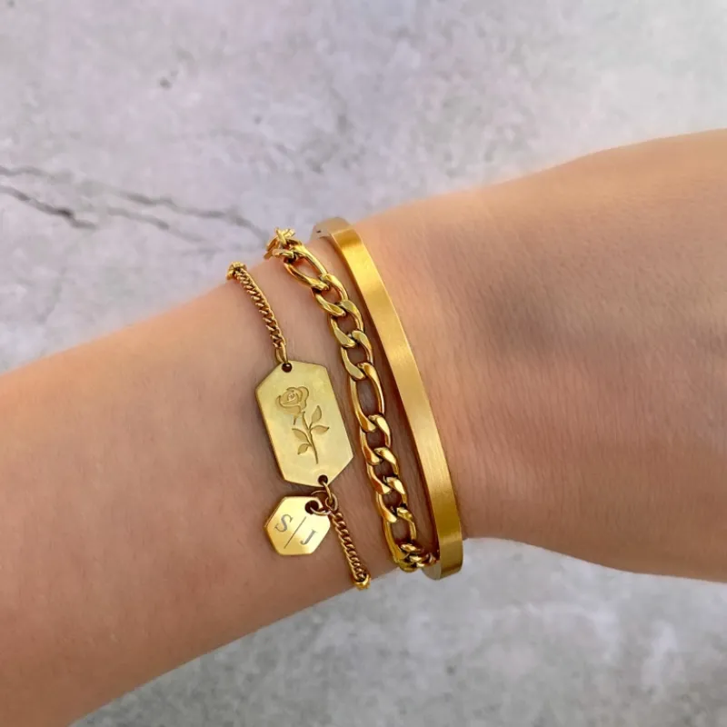 Finaste Schakelarmband Mixed Chain Goud Kleurig Discount