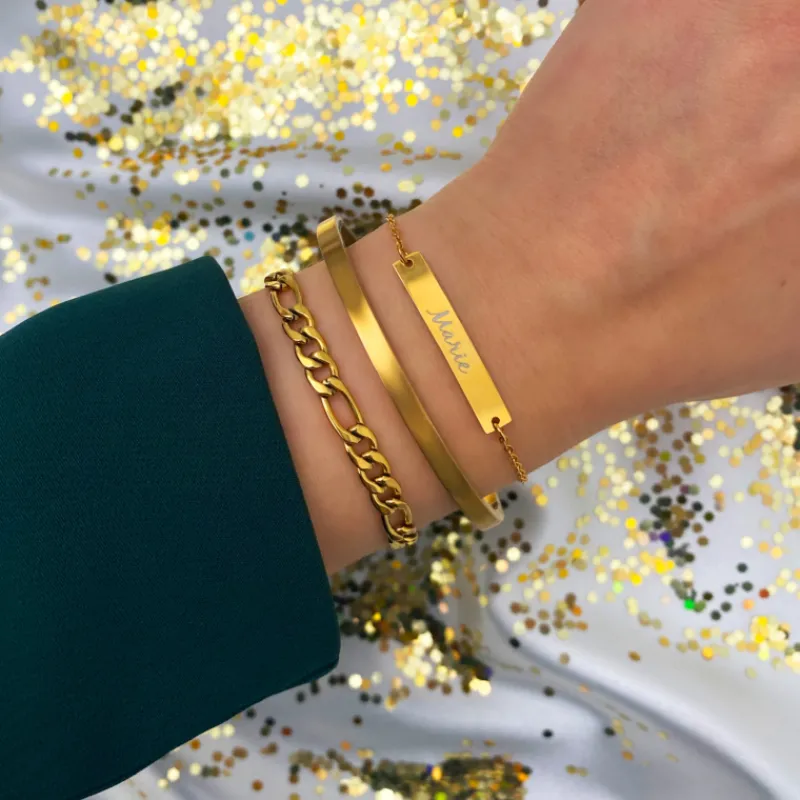 Finaste Schakelarmband Mixed Chain Goud Kleurig Discount