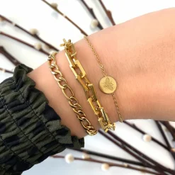 Finaste Schakelarmband Mixed Chain Goud Kleurig Discount