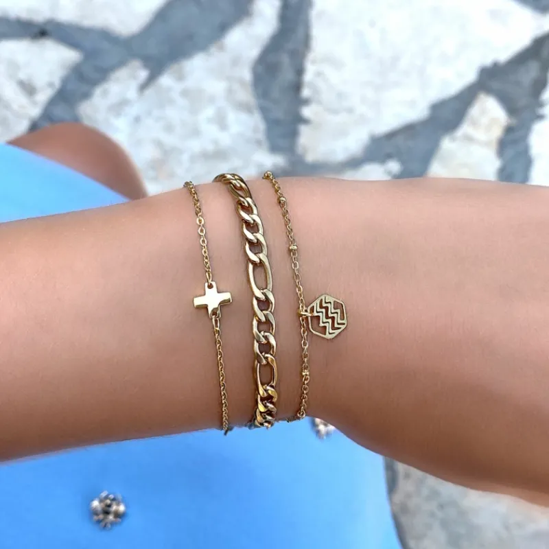 Finaste Schakelarmband Mixed Chain Goud Kleurig Discount