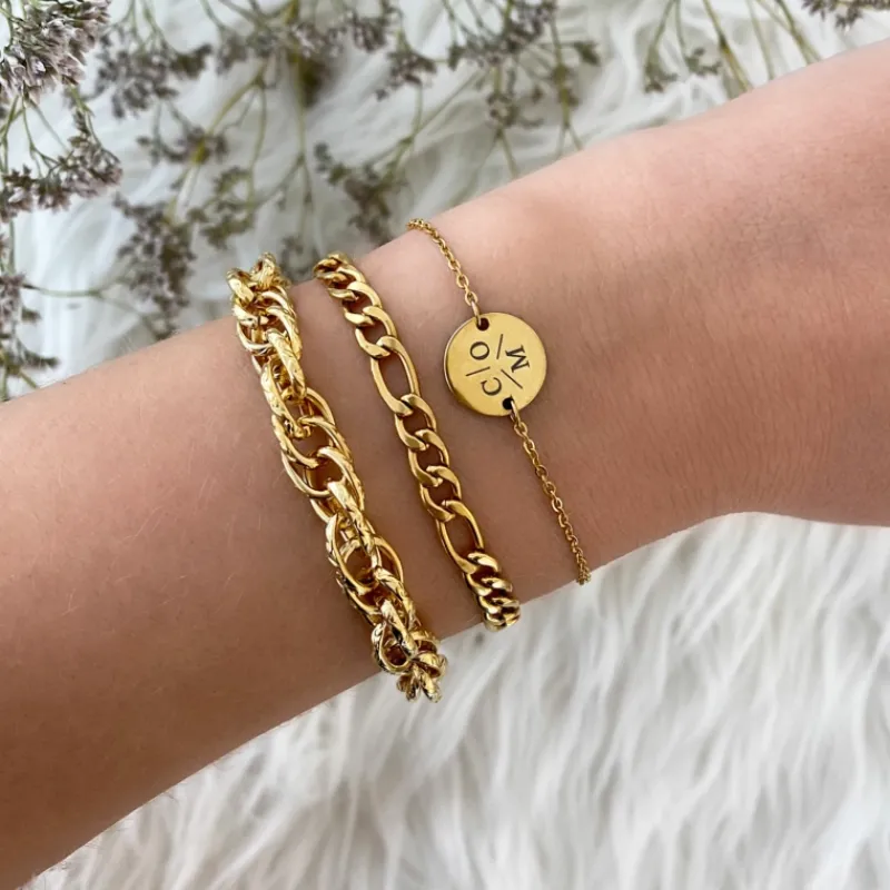 Finaste Schakelarmband Mixed Chain Goud Kleurig Discount