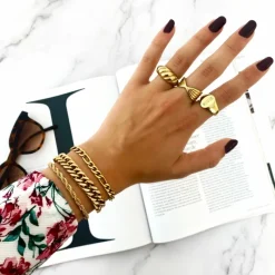 Finaste Schakelarmband Mixed Chain Goud Kleurig Discount