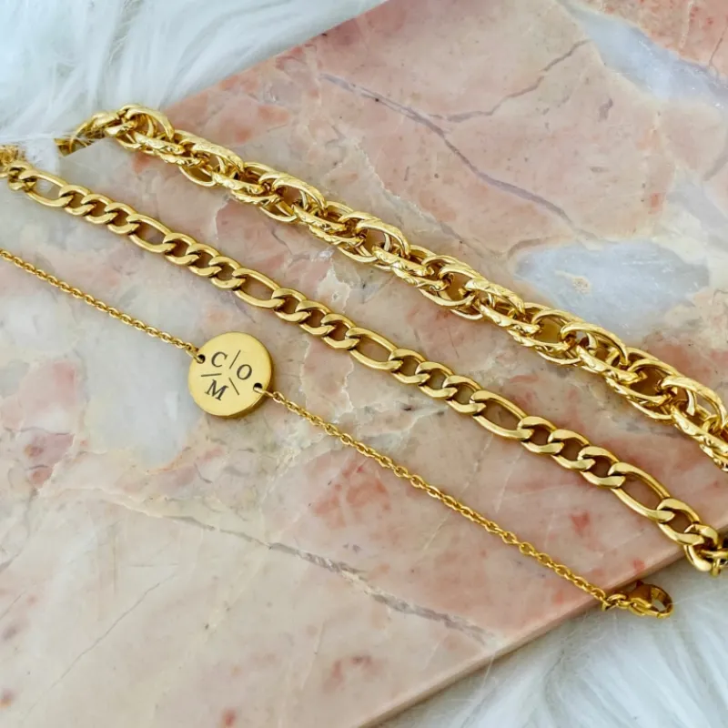 Finaste Schakelarmband Mixed Chain Goud Kleurig Discount