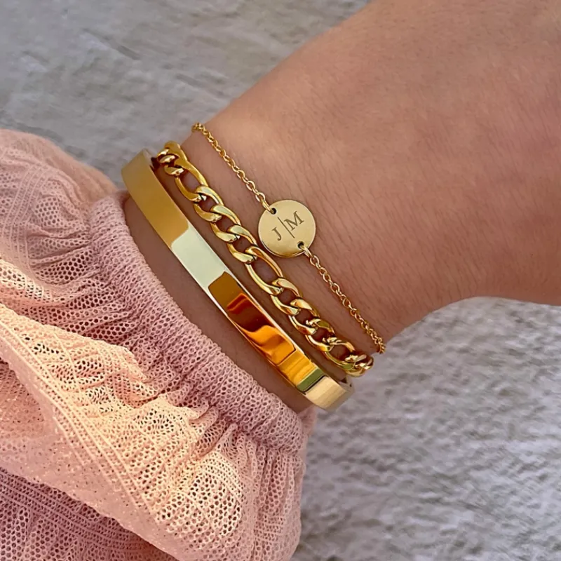 Finaste Schakelarmband Mixed Chain Goud Kleurig Discount